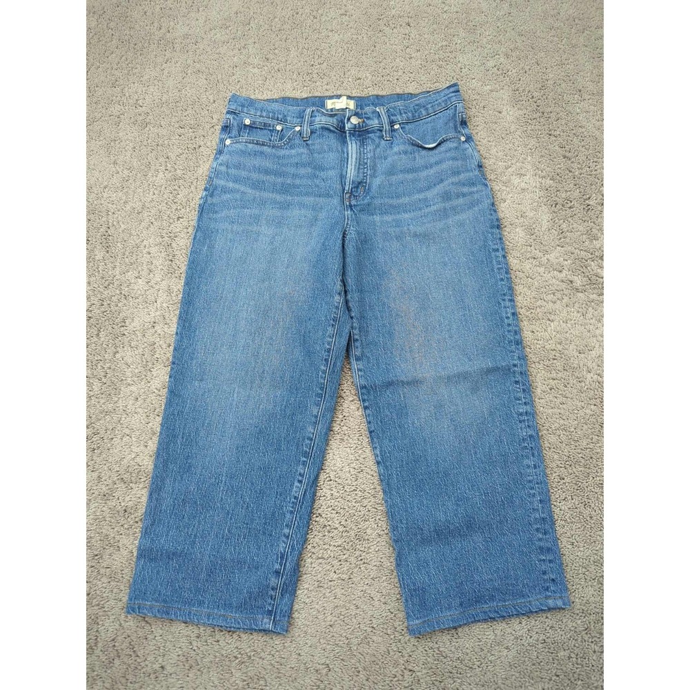 Madewell Jeans Womens 36x24 Blue Denim High‎ Rise Wide Leg Cropped Jeans